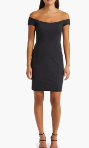 New Open Edit Off The Shoulder Short Sleeve Sheath Dress Black Size Small - Picture 1 of 8
