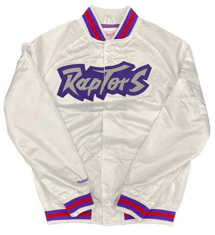 Men's Mitchell & Ness White NBA Toronto Raptors Lightweight Satin Jacket Cover