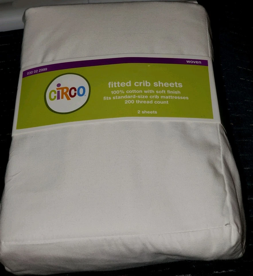 Circo сплетенный резинке кроватки простыни белый 2 простыни 100% хлопок малыш простыни новый - Изображение 1 из 1
