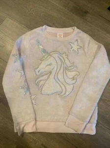 Wonder Nation Girl’s Unicorn Sequin Stars Pink Long Sleeve Sweater Sz 7-8 - N1 - Picture 1 of 7