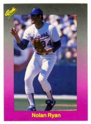 NOLAN RYAN~TEXAS RANGERS 1989 CLASSIC TRAVEL PURPLE~40 YR OLD BASEBALL CARD #164 - Image 1 of 2