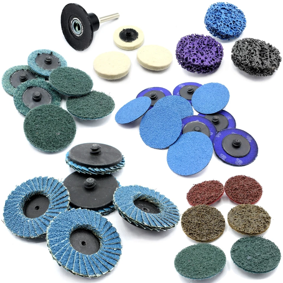 HOBBYPOWER24 Mini discos de abanico discos abrasivos 50 mm para Roloc acero metal soldadura madera