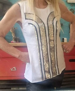 Sass & Bide "Divine Love" Embellished Tee Tank Top sz XXS - Picture 1 of 7