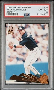 2000 Pacific Omega Alex Rodriguez Copper 34/45 PSA 8 Pop 2