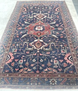 ANTIQUE TRIBAL PERSIANN RUG WOOL PILE HAND KNOTTED - Picture 1 of 8