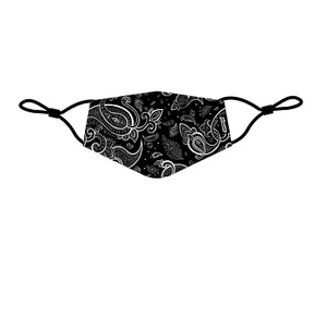 HEADSKINZ - REUSABLE COTTON FACE MASK with PM2.5 CARBON FILTER - BLACK PAISLEY - Picture 1 of 3