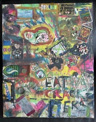 Vintage Street Art Original Mixed Media Painting 20x16 Pop Art Abstract Graffiti - Image 1 of 4