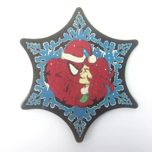 Vintage Spider-Man Santa Hat & MJ Christmas Snowflake Refrigerator Magnet 1997 - Picture 1 of 4