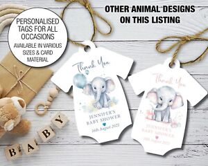 Personalised, Gender Swing Tags, Thank you Baby Shower Gift tag, Animals Party