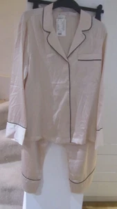 H&M dusty pink & black piping satin pjs size S £37.99 this seasons - Picture 1 of 6
