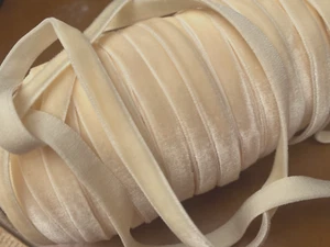 stretch 1/4" velvet elastic ribbon butter 1yd made in Switzerland - Picture 1 of 3