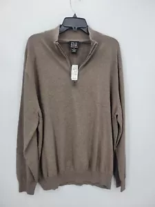 Jos A Bank Sweater Mens XXL 2XL Brown Signature Pima Cotton Quarter Zip Pullover - Picture 1 of 9