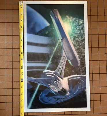 Video! Vintage Star Trek 2009 3D Holo Lenticular Enterprise vs Borg Cube Poster - Image 1 of 4