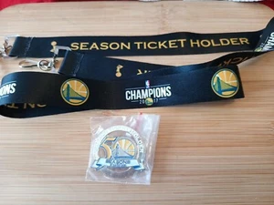 Golden State Warriors Champions Season Ticket Holder 2017 Lanyard & Pin-50 Seaso - Picture 1 of 6