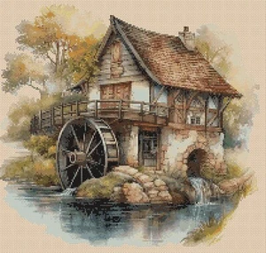 old watermill and cottage 409 Cross Stitch Chart FlowerPower37-uk - Picture 1 of 1