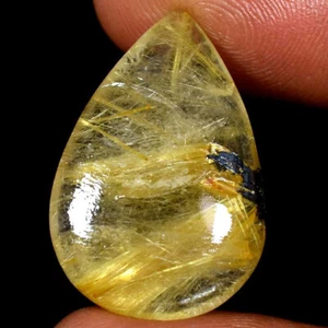 Golden Rutile Quartz Pear Cabochon 100% Natural Gemstones - Picture 1 of 3