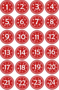 Aufkleber für Adventskalender 1 bis 24 Weihnachten - Weihnachtskalender Advent - Bild 1 von 7