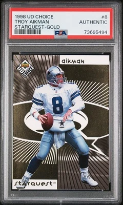 1998 UD CHOICE TROY AIKMAN STARQUEST GOLD #/100 PSA AUTHENTIC SP RARE COWBOYS  - Image 1 of 2