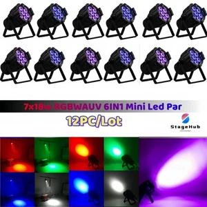 12/Lot DMX 7x18W RGBWAUV Led Mini Par Lighting Dj Wedding Shows Par Stage Light - Picture 1 of 8