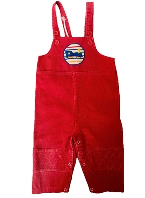 Mono de pana rojo parche tren Sears vintage infantil talla mediana 18M Foto 1 de 4