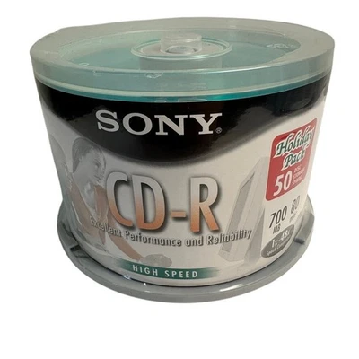 Sony CD-R High Speed Recordable Disc 700 MB 1X-48X 80 Min Holiday 50 PK SEALED - Image 1 of 4