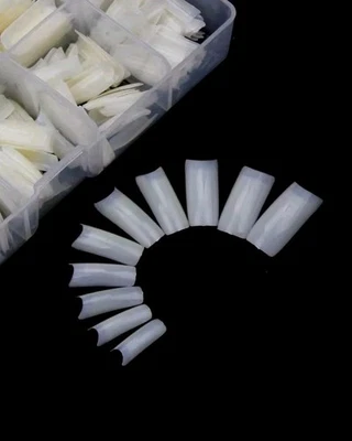 500 peças/caixa transparente sólido natural francês falso acrílico nail art dicas gel UV faça você mesmo - Imagem 1 de 4