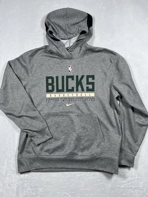 Nike Milwaukee Bucks Sudadera con Capucha Para Hombres L Baloncesto Dri-FIT NBA Sudadera Gris Foto 1 de 4