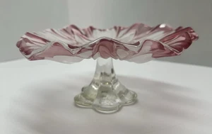 VTG Mikasa Walther Glass Pink Frosted Tulip Serving Plate Platter Stand Juliana - Picture 1 of 14