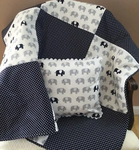 Baby Quilt. Dark Blue/Gray/white Quilt. 36X47 Quilt. Baby Boy Quilt. - Picture 1 of 7