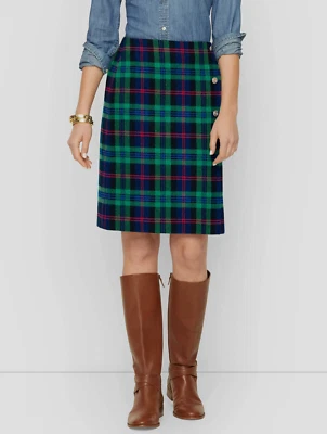 NEW $129 TALBOTS Green,Blue Cheerful Tartan Plaid A-Line Skirt Sz 18WP,18W Petit - Image 1 of 4