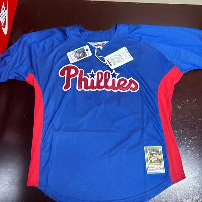 Mitchell & Ness Mens Blue Roy Halladay MLB Philadelphia Phillies Batting Jersey - Image 1 of 4