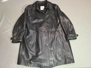 GIMO'S ITALY LEATHER MEN'S BLACK SOFT LEATHER LONG JACKET 44 FITS LIKE MEDIUM - Picture 1 of 9