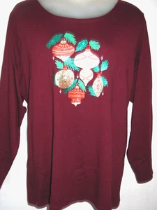 NWT $34 CROFT BARROW Classic Tee Christmas Rhinestone & Sparkle Shirt Top 4X - Picture 1 of 2