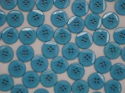 Art Deco Parallel Lines in Square 4-Hole Turquoise Buttons 20mm Lot of 2 A155 - Image 1 of 4