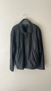 JOSEPH & FEISS Leather Jacket Mens XL Black Bomber - Picture 1 of 11