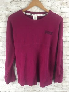 PINK Victoria's Secret Spell Out Logo Long Sleeve Graphic Sweatshirt Sz Small - Picture 1 of 3