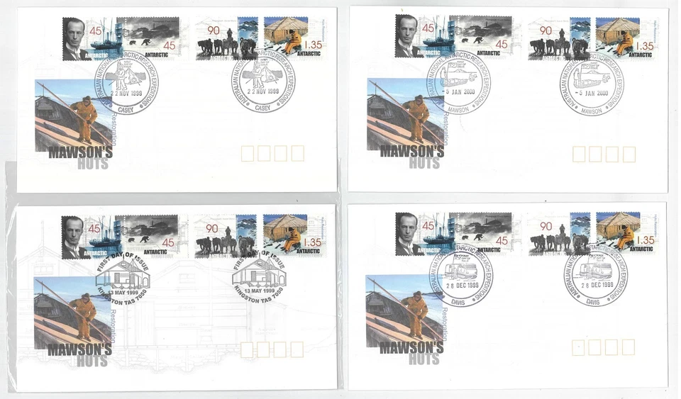AAT 2000 Research Expeditions 4 First Day Covers cds Mawson-Casey-Davis-Kingston Foto 1 de 1