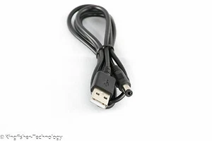 90cm Black USB to 5.5mm x 2.1mm DC Barrel Jack 5V 2A Charger Power Cable Adaptor - Picture 1 of 5