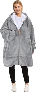 Zip up Blanket Hoodie Sweatshirt, Oversized Sherpa Pullover Jacket Coat for Men - Picture 1 of 7