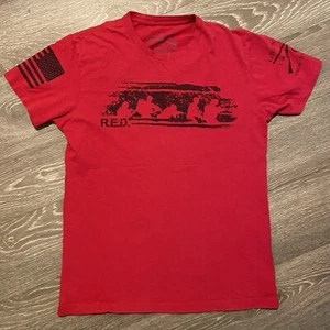 Grunt Style "R.E.D." T-Shirt rot mit USA Flagge Militär patriotisch Herren Small - Bild 1 von 7