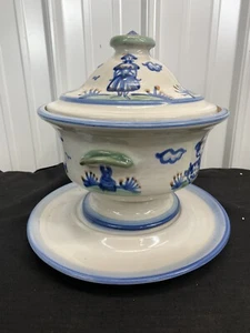 M.A. Hadley Soup Tureen 14" Base Plate 13" Tall FARM House Animals REPAIRED LID - Picture 1 of 17