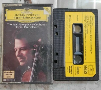 Elgar - Violin Concerto Perlman Barenboim W. Germany DG Cassette Paper Label NM - Image 1 of 2