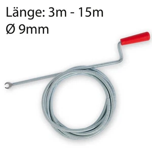 EBERTH Espiral de limpieza de tuberías de 3 - 15 m y Ø 9 mm, para tuberías a par - Imagen 1 de 27