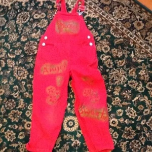 Disney Kids Red Overalls Girls Size 4/5 Princess Angel - Picture 1 of 7