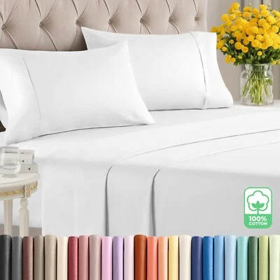 400 Thread Count 4 Piece Sheet Set, 100% Cotton Sateen Soft Sheets by CGK Linens - Image 1 of 2