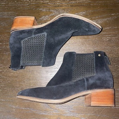 Cole Haan Grand OS Val Booties Shoes Womens 9.5B Black Suede Perforated Zip Up - Image 1 of 4