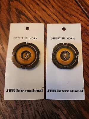 vtg JHB International Buttons # 32335 3/4"  Dk Grey Marbled disk with gold knot - Image 1 of 2