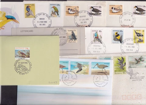 Australia Birds FDC First Day Cover choice years 1978 1980 1982 1991 2005 2021 Cover