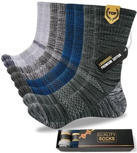 Men's Cushioned Crew Work Socks,Moisture Wicking Cotton Boot Socks Athletic C... - Picture 1 of 6
