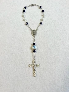 NEW YORK YANKEES ROSARY CAR AUTO MIRROR MLB BASEBALL LOGO GLASS BEAD ORNAMENT - Picture 1 of 5